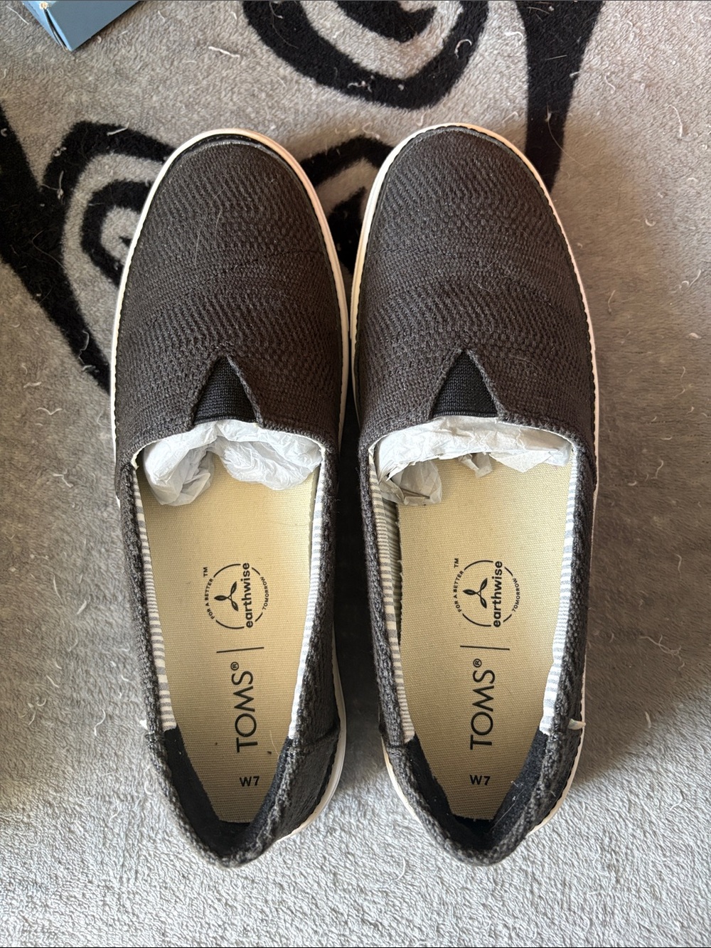 Toms Black Knit Slip-On Loafers